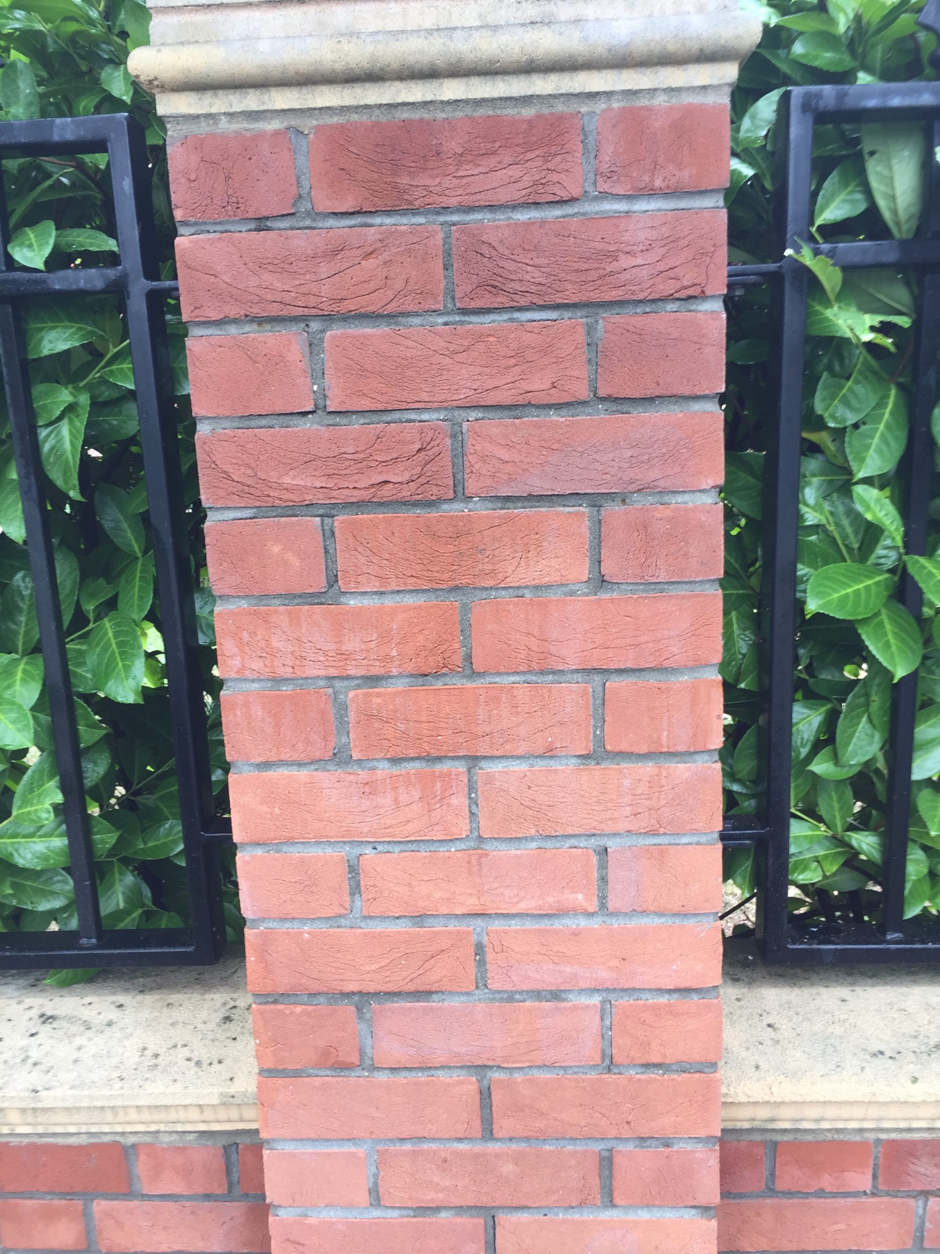 Clean brick boundary wall after cleaning