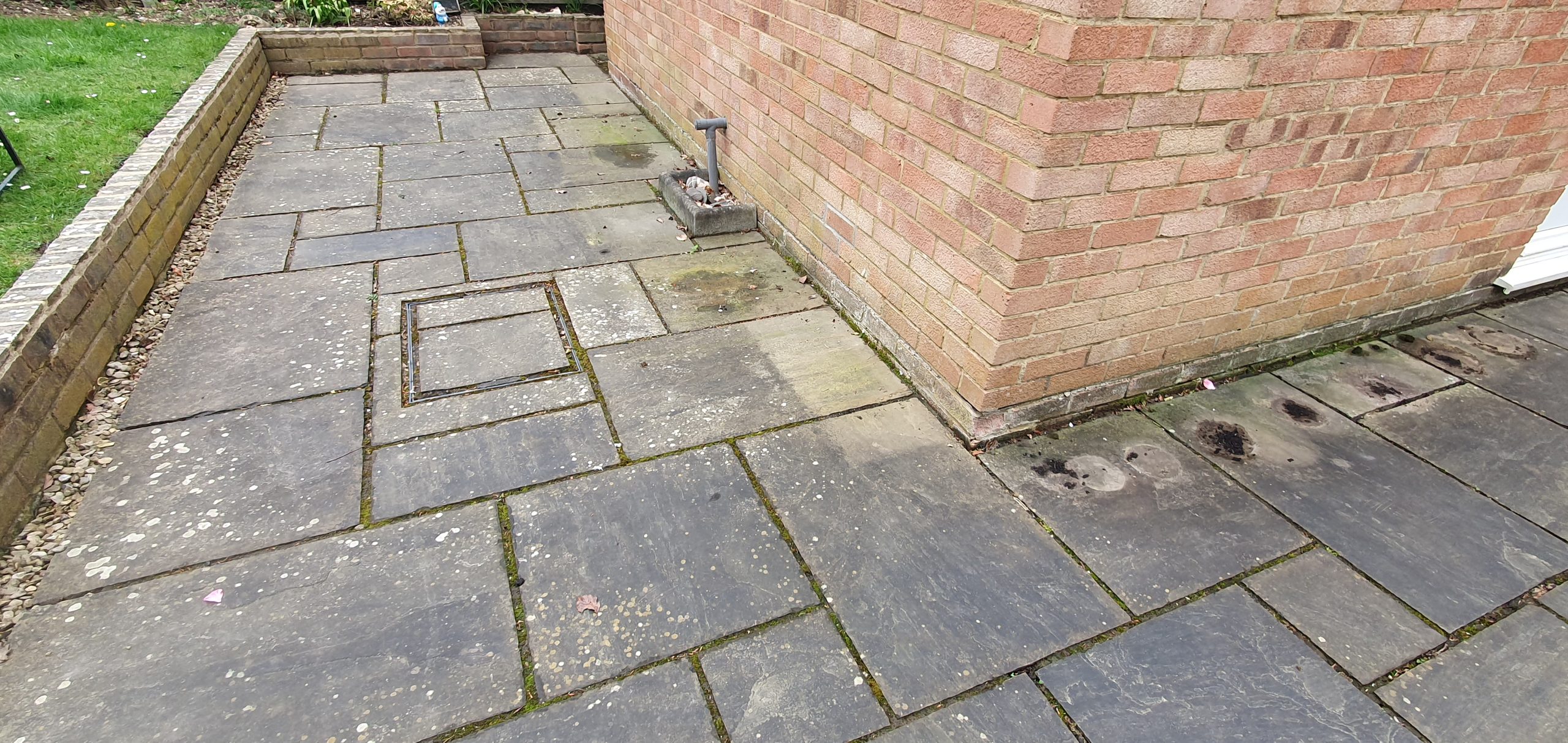 Dirty patio before cleaning